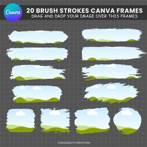 DIY Make Your Own Paint Brush Png on CANVA with Easy Drag and Drop - Editable Canva Frames Bundle Designs Brushes - Sticker Washi Tape