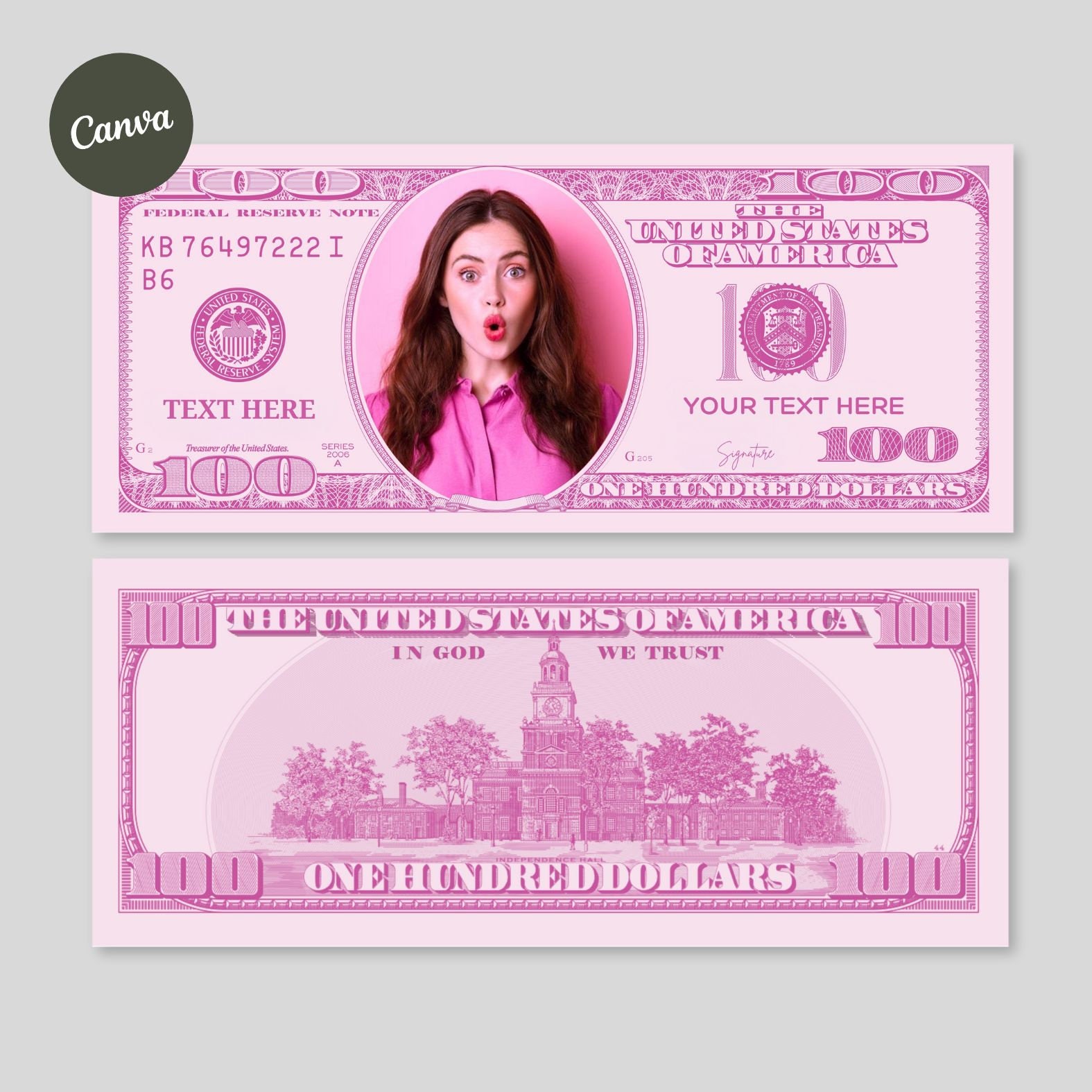 100 Dollar Bill Template, Custom Game Party Play Money, Add Your Text 100 Dollar Bill Template, Custom Game Party Play Money, Add Your Text