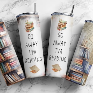 2 Book Tumbler Wrap for 20 oz Skinny Tumbler, Sublimation Design Digital Download, Librarian tumbler wrap, Bookish, Reading Tumbler wrap.