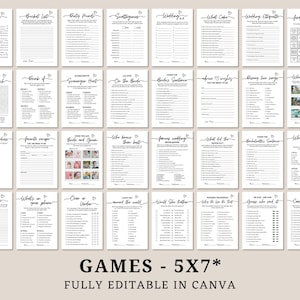 Bridal Shower Game Bundle, Minimalist Bridal Shower Games, Modern Bridal Shower Games Canva Edit, minimal shower games, bridal games bundle.