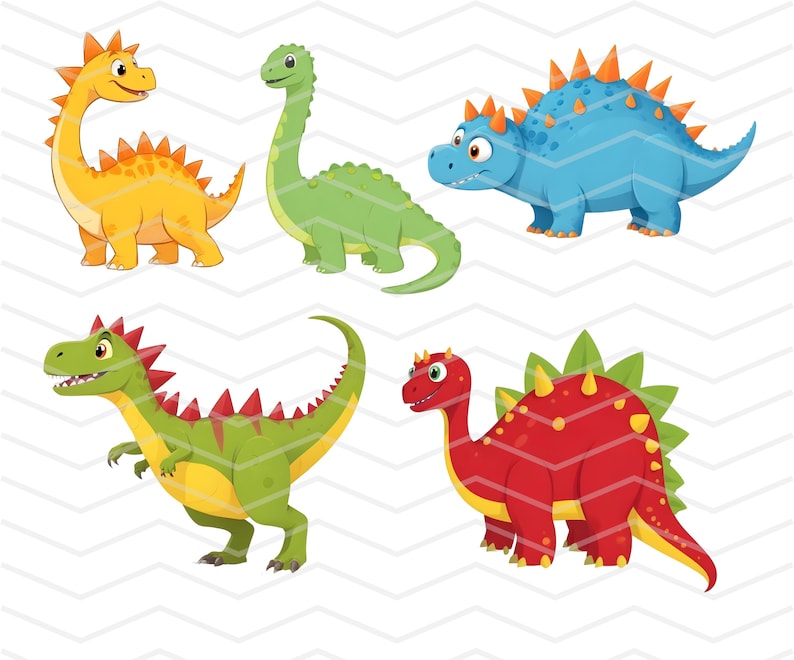 30 Dinosaur Clipart, Cute Dinos Clipart, Scrapbook printable Commercial Use. T-rex, Triceratops, brontosaurus, stegosaurus graphics PNG