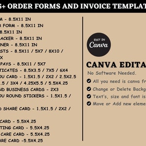 Cookie Order Form | Bakery Order Form | Bakery Business Forms | Care Instructions | Cake Business Cards | Price List | Daily Planner | Canva