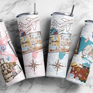 2 Reise Tumbler Wrap, nahtlose 20 Unzen Skinny Tumbler Sublimation, Urlaub Tumbler, Urlaub Tumbler, Abenteuer Tumbler, Instant PNG Download
