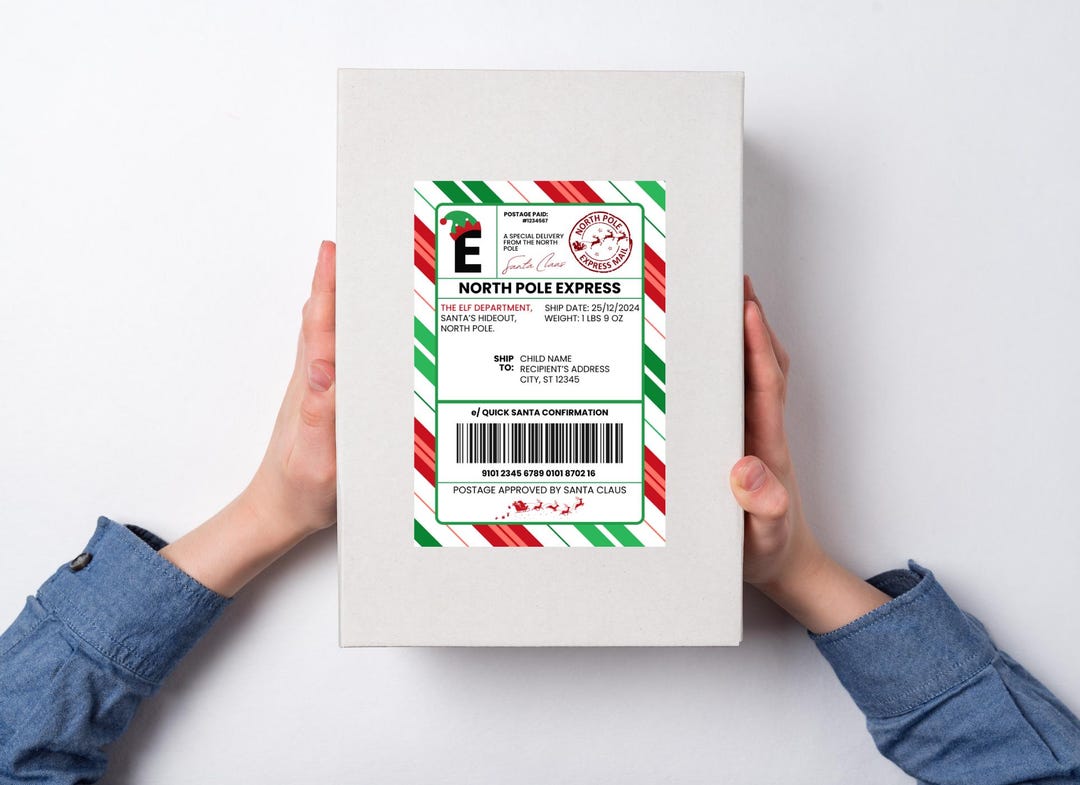 Elf Rings Label Custom Elf Shipping Label, Shipping Label Template, Printable Christmas ...