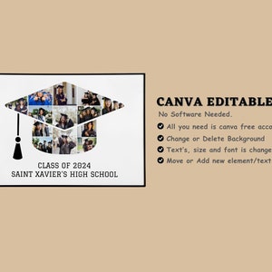 Graduation Photo Collage, Class of 2024 Graduation Collage, Graduation Cap Collage, Class of 2024, Grad Photo Senior Gift Picture Collage.