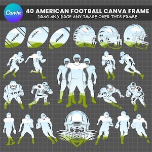 Make your Own American Football Design, Game Sports Canva Frames Bundle, Drag and Drop Photo Sublimation Template PNG, American Football PNG
