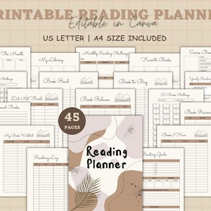 Book Reading planner bundle printable,Reading planner 2024,printable reading challenge,Book review log book,Monthly Reading journal minimal