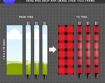 Pen wrap, pen mockup make your own design pen wrap Easy Drag and Drop 1.5&quot;x4.75&quot;, Editable Canva Frame Template, Digital Epoxy Pen Mockup