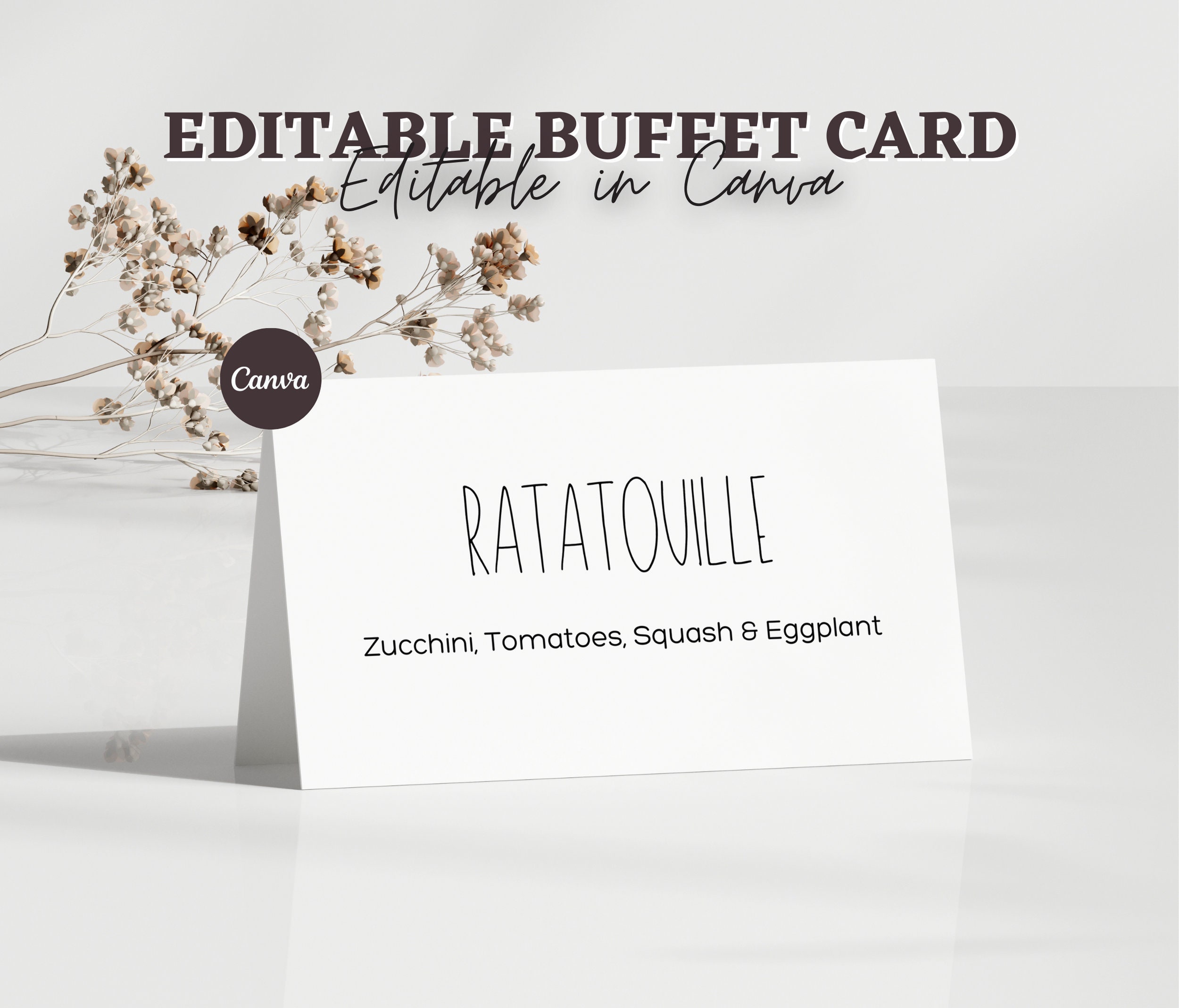 Minimalist Buffet Card Template Food Label Modern Wedding Buffet