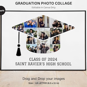 Graduation Photo Collage, Class of 2024 Graduation Collage, Graduation Cap Collage, Class of 2024, Grad Photo Senior Gift Picture Collage.