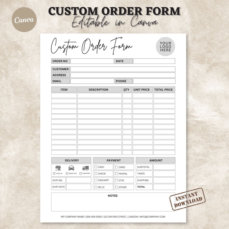 Order Form Editable | Crafters Order Form Template | Etsy Shop Craft ...