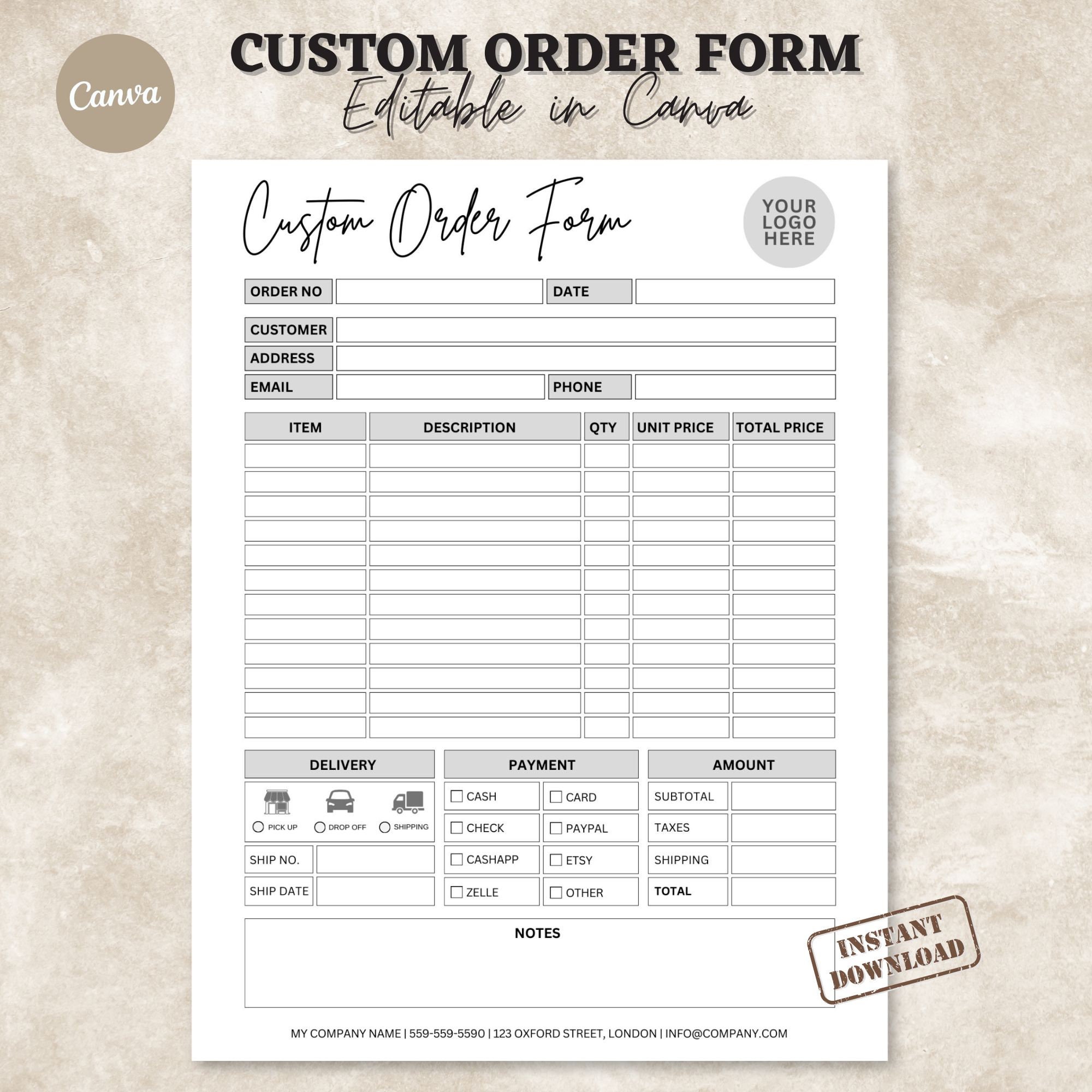 Order Form Editable | Crafters Order Form Template | Etsy Shop Craft ...