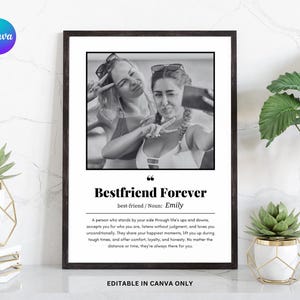 Best Friend custom print, Best Friend custom print, Best Friend definition print, Bestie photo gift, custom friend print, Canva Editable