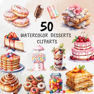 Watercolor Deserts Clipart | Candy Clipart | Watercolor Deserts | Watercolor Sweets Clipart | Premade Clipart | Deserts PNG |Nursery Clipart