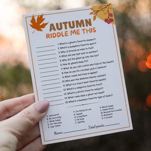 Fall Autumn Riddles Trivia, Autumn Party Game, Autumn Game for Adults ...