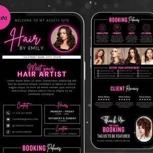 Hair Stylist Acuity Scheduling Template, Hair Stylist Website, hair stylist acuity, Hair Stylist Branding, Black and Pink Acuity, acuity.