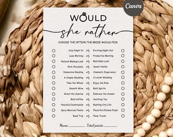 Would She Rather Bridal Shower Game, Who Knows the Bride Best, Guess Who Said It, Would Bride Rather, Would She Rather Card, would she game.