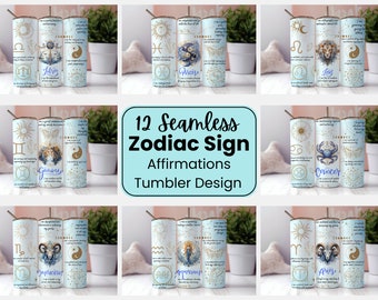 12 sterrenbeeld beker wrap sterrenbeeld bevestiging 20 oz mager beker sublimatie ontwerpen bundel sjablonen recht ontwerp PNG beker wrap