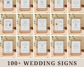 Wedding Sign Bundle, Modern Minimalist Reception Table Signs, Bridal Shower Table Signs, modern wedding set, DIY Wedding Sign, Canva.