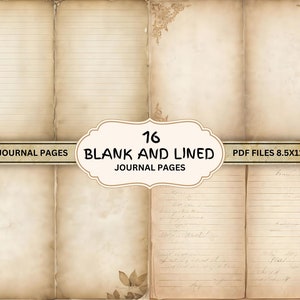 Lined & Blank, Journal Pages, Junk Journal kit, blank lined papers, Aged Paper Journal, Junk Journal Paper, Vintage Paper.