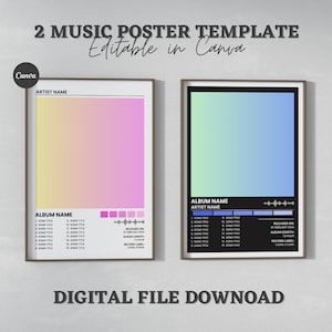 Plantilla de póster de portada de álbum Canva / Póster de álbum Canva / Póster de música digital personalizable / Póster de álbum / Impresión de álbum personalizada.