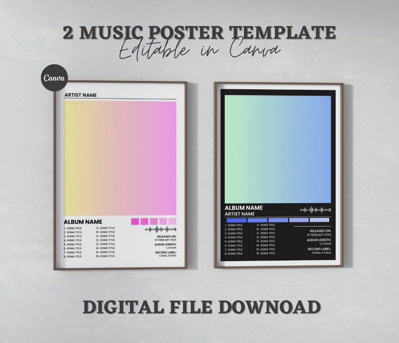 Album Cover Poster Canva Template | Album Poster Canva | Customizable Digital Music Poster | Album Poster | Personalize Album Print.