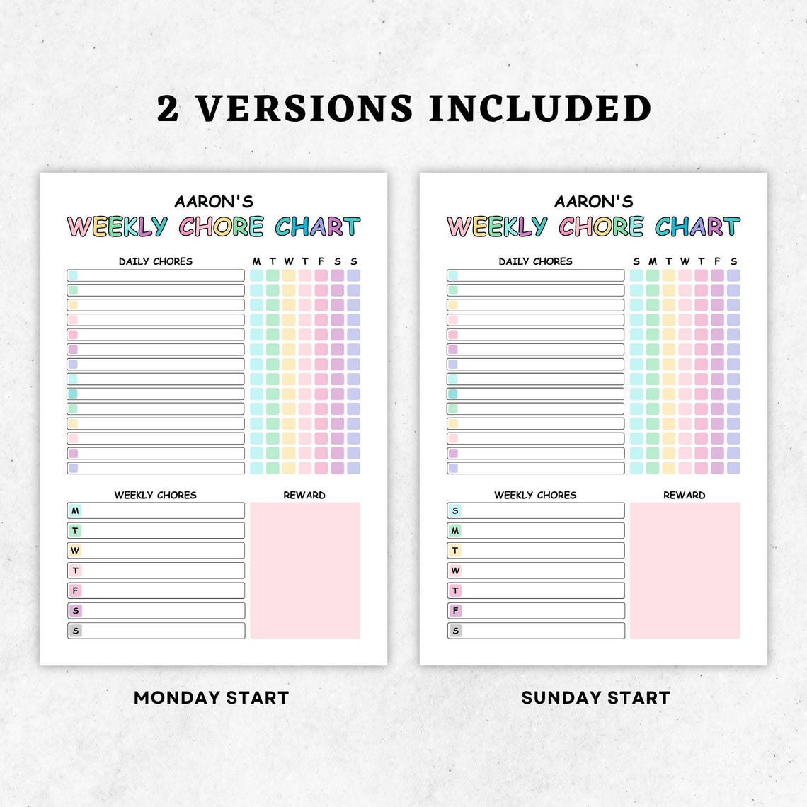 Editable Chore Chart for Kids, Kids Chore List, Printable | Kids Daily ...