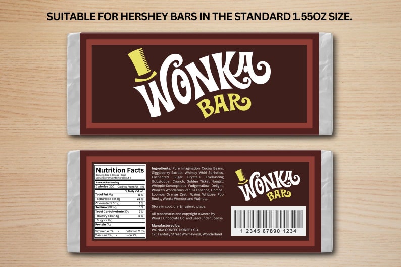 Wonka Chocolate Bar Wrapper Printable - Il 794xN.5901262417 Irdr 