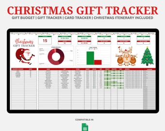 Christmas Gift Tracker, Christmas Planner, Christmas Budget Planner, holiday gift tracker, Christmas Card Tracking, Christmas Gift List.