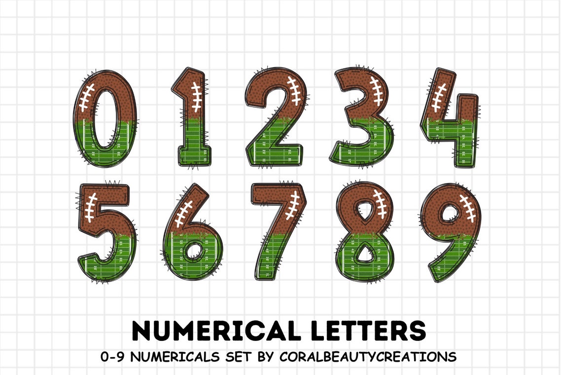 Football Alphabet Letters PNG Bundle, Grid Iron Sports Doodle Letters ...