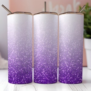 Sparkling Purple glitter Ombre Tumbler Wrap, purple Sublimation Design, 20 oz Skinny Tumbler,Digital Download,Gradient Tumbler PNG Sublimate