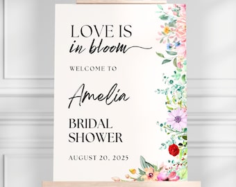 Love is In Bloom Bridal Sign, Garden Bridal Welcome Sign, Floral Bridal Shower Welcome Sign, bridal welcome sign, flower welcome sign