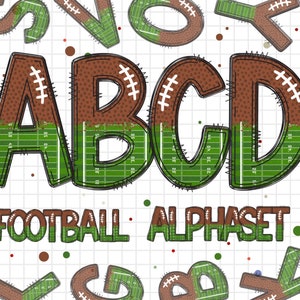 Pacote PNG de Letras do Alfabeto de Futebol, Letras de Doodle de Esportes de Grade de Ferro, Doodle de Alfabeto Desenhado à Mão, Conjuntos Alfa de Sublimação PNG