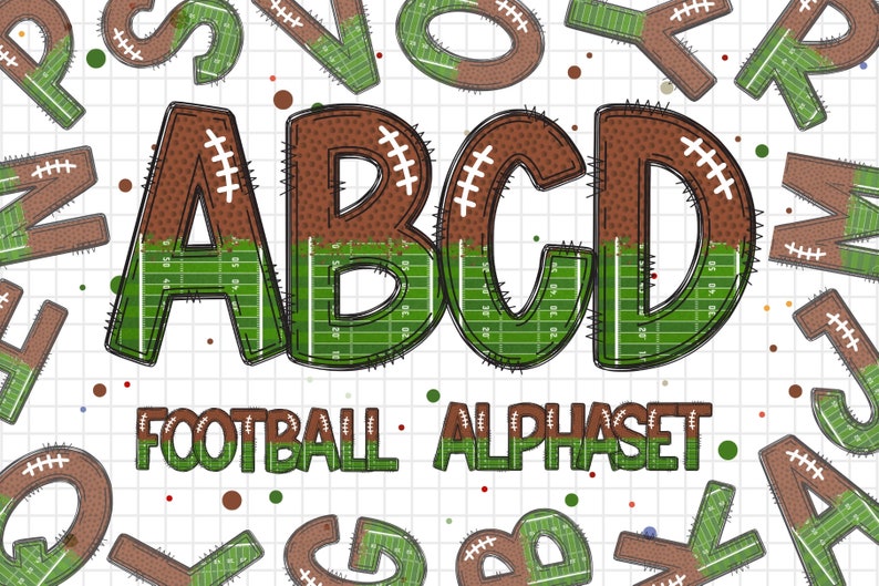 Football Alphabet Letters PNG Bundle Grid Iron Sports Doodle Etsy