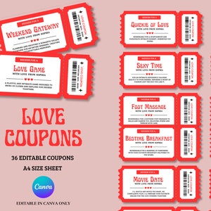 Modello coupon modificabile d&#39;amore, coupon d&#39;amore stampabili, modello libro coupon, coupon festa della mamma, coupon d&#39;amore, coupon di coppia.