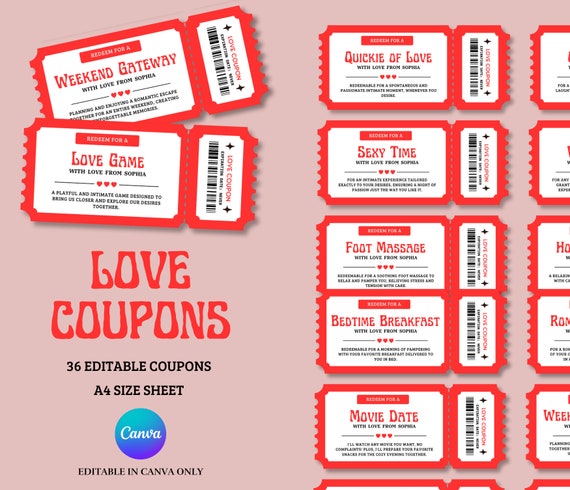 Coupon Template My Dress Line Coupon Custom Coupon Template, Gift Ticket  Voucher, Birthday, Anniversary