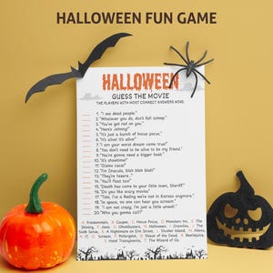 Halloween Guess the Movie Game, Halloween Party Game, Fun Halloween Game, Friends Game Night, Family Game Night, Halloween Movie Game.