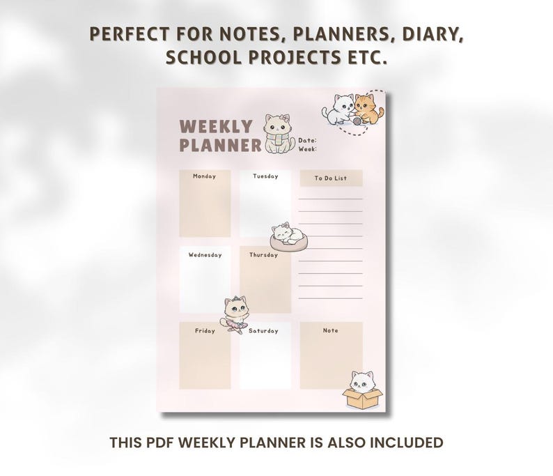 Cute Cat Digital Stickers Kawaii Goodnotes Sticker Pack Adorable ...