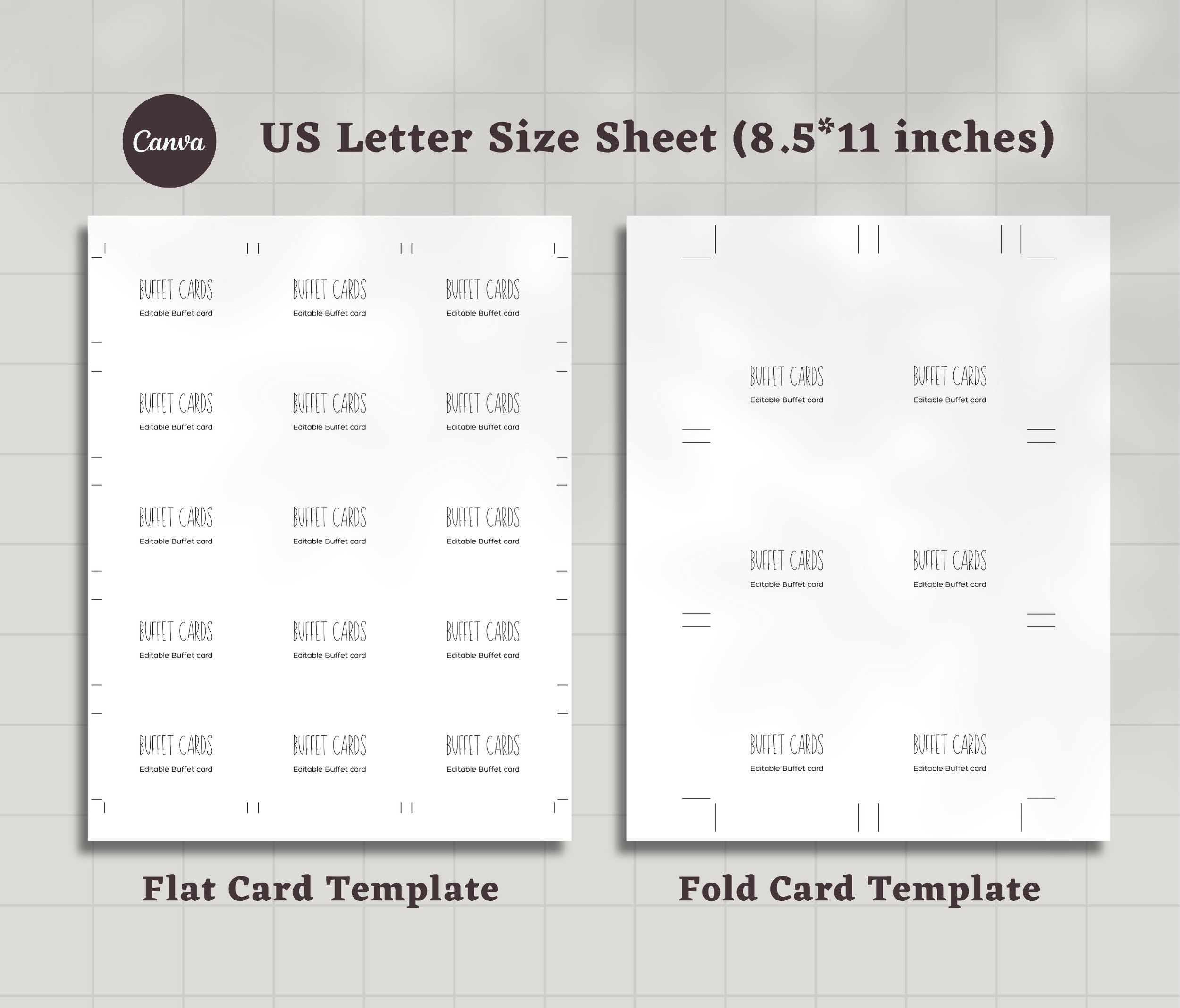 Minimalist Buffet Card Template Food Label Modern Wedding Buffet