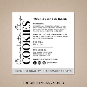 Étiquette alimentaire Cottage | Étiquette de cuisson Cottage | Étiquette de produits de boulangerie maison | Modèle d'étiquette d'ingrédient | Stickers Boulangerie Maison | Étiquette alimentaire imprimable