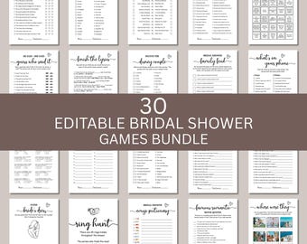 Bridal Shower Game Bundle, Minimalist Bridal Shower Games, Modern Bridal Shower Games Canva Edit, minimal shower games, bridal games bundle.