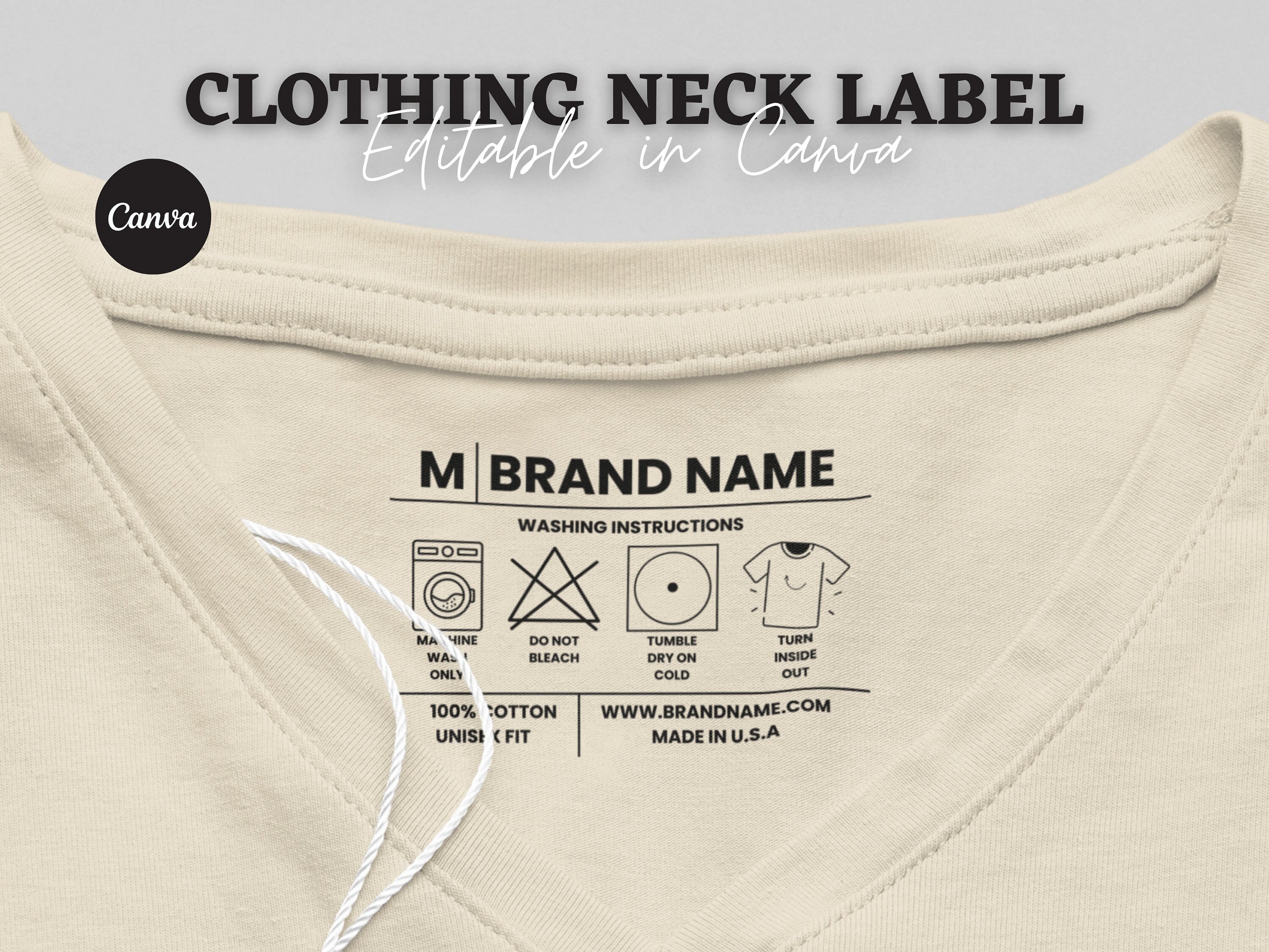 Editable Clothing Neck Label Template, Tag Less Label Clothes, Shirt Editable Clothing Neck Label Template, Tag Less Label Clothes, Shirt
