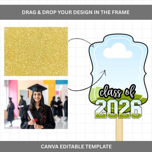 Grad Paddle Fan | Paddle Fan Template | Graduation Fan | Graduation Topper | Grad Fan Template | Custom Grad Fan | DIY Paddle Fan | Photo Paddle Fan | Grad 2026 | class of 2026 fan | grad party paddle |