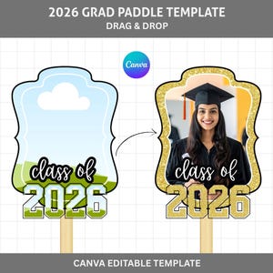 Grad Paddle Fan | Paddle Fan Template | Graduation Fan | Graduation Topper | Grad Fan Template | Custom Grad Fan | DIY Paddle Fan | Photo Paddle Fan | Grad 2026 | class of 2026 fan | grad party paddle |