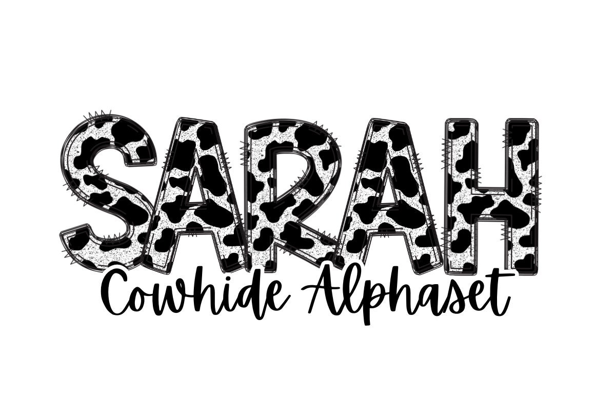 Cow Hide Doodle Letters, Cow Print PNG Doodle Letters, Hand Drawn ...