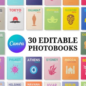 30 Travel Print Photo Book Template, Travel Journal Printable, Family Photo Album, Customizable Coffee Book Table, Custom Photo Album.