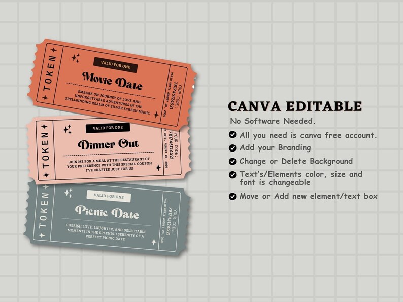 Retro Editable Coupon Template Printable Birthday Coupons, Anniversary ...