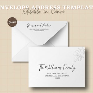 Minimalist Printable Envelope Address and Return Template Modern Wedding Envelope AddressEnvelope Address label Editable Address label Canva