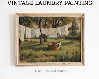 Arte de lavadero, arte de lavandería vintage, impresión de arte campestre, arte de pared antiguo, impresión antigua moderna, lavandería de granja JPG, arte vintage antiguo.