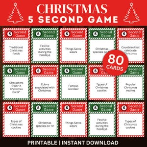 Weihnachten 5 Sekunden Spiel, Weihnachtsfeier und Klassenzimmer Spiel, Druckbares Weihnachtsspiel, Weihnachtsspiel, Weihnachtsaktivität für Kinder & Erwachsene.